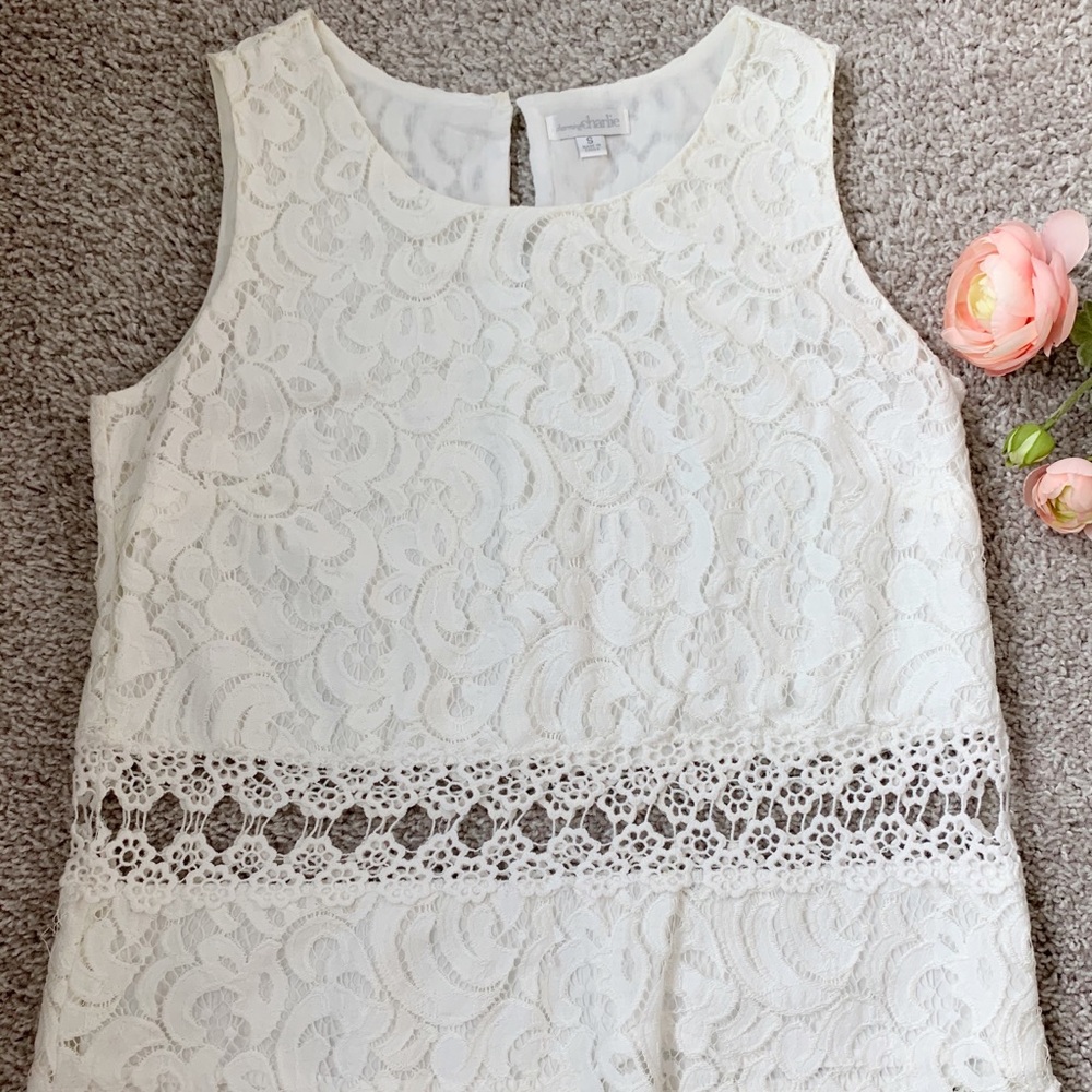 Charming Charlie white lace top
